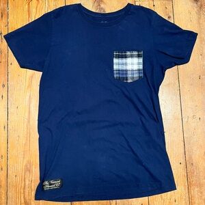Vermont Flannel Company Men's Navy T-Shirt with Plaid Pocket
